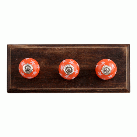 Orange Star Ceramic Wooden Hooks